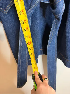 Navi Vintage Denim Trench Coat XXL Belted Dark Wash Y2K Western Boho Duster thumbnail 9