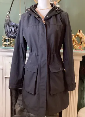 Donna Karan DKNY Black Trench Coat with‎ Hood thumbnail 1