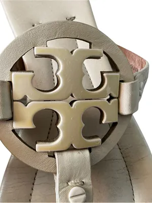 Tory Burch Miller Sandals in Light Beige Leather with Logo Medallion thumbnail 3