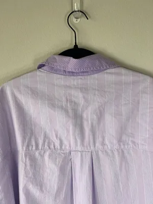 Aerie Good Day Button Down Shirt Lavender Striped Oversized Cotton Boyfriend XXL thumbnail 11