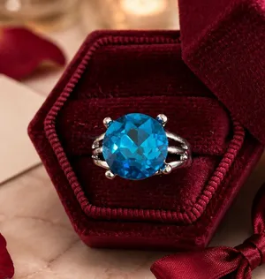 Gorgeous Stainless Steel Silver w/ Gorgeous Gemstone Cocktail Ring Sz 8 thumbnail 1