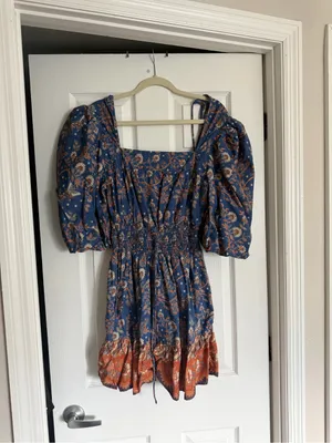 House of Harlow 1960 Blue and Rust Babydoll Dress thumbnail 2