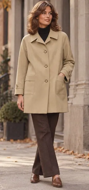 Vintage Beige Button Front Car Coat Women’s Classic Tailored Jacket With Pockets thumbnail 1