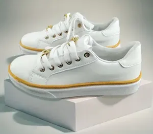 New. White and Gold Women's Sneakers thumbnail 1
