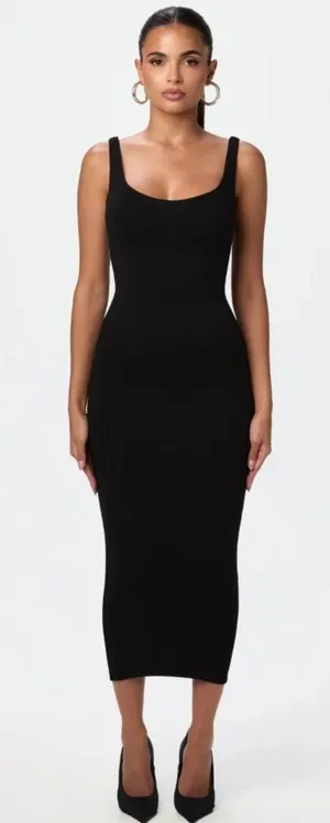 New Naked Wardrobe Sculpt Midi Dress Tank Black Fall 1 1X Plus thumbnail 1