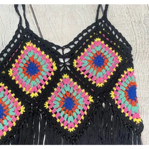 Crochet Granny Square Fringe Top NWT! thumbnail 11