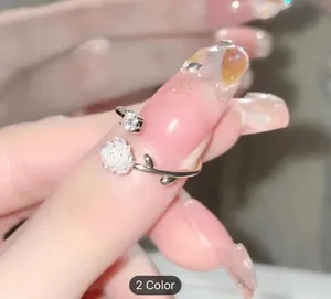 Cute Camellia Flower Open Ring Cute Adjustable Finger Jewelry Accessories Women thumbnail 3