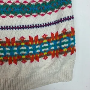 old navy women's medium faire isle knit sweater casual white colorful holiday thumbnail 6