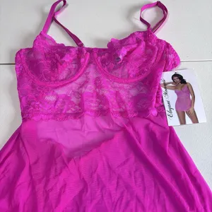 Elegant Moments Lace Adult Women Lingerie Babydoll Style 4438 size Medium Pink thumbnail 2