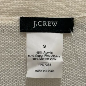 NEW J.Crew Cardigan Womens S Ivory Alpaca Merino Wool V-Neck‎ Rhinestone 33966 thumbnail 3