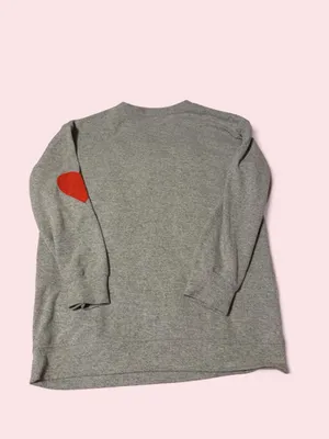Source Unknown Baseball is my favorite season - Gray Sweatshirt with Red Heart Elbow Patch thumbnail 2