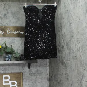 NWT Bardot Womens Strapless Sleeveless Eleni Sequined Mini Dress Black S (US 4) thumbnail 6