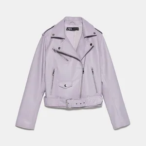 Zara lilac Leather Jacket thumbnail 1