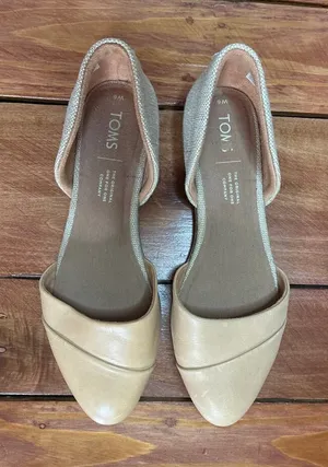 Tom’s Jutti D'Orsay Tan Almond Toe Flats - Size 6 thumbnail 1