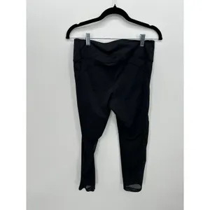 Nike Womens Black Dri-FIT Cropped‎ Mesh Leggings Sz L Workout Gym Running ER16 thumbnail 2