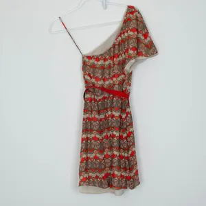 Alice + Olivia Womens Silk‎ One Shoulder Geometric Mini Dress Belt Summer Travel thumbnail 6