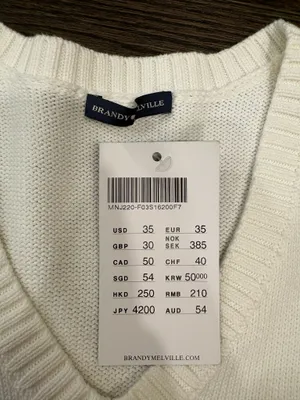 Brandy Melville White Long Sleeve Sweater V-Neck thumbnail 4