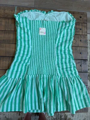 Free People Green Striped Sundress thumbnail 3