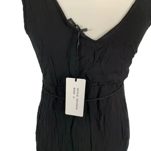 Shinestar Black Crinkle Sleeveless Maxi Dress Women's Small V-Neck Boho‎ Style thumbnail 6