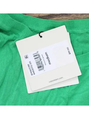 NWT Calvin Klein Fine Gauge Lightweight Short-Sleeve Sweater Blossom Green M thumbnail 10