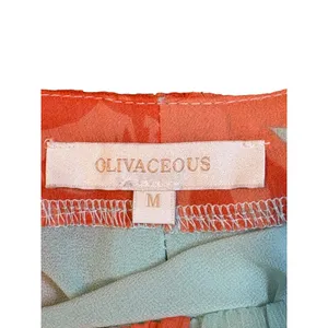 Olivaceous Floral Whimsical Boho Puff Sleeve Mini Dress Orange Blue Size Medium thumbnail 8