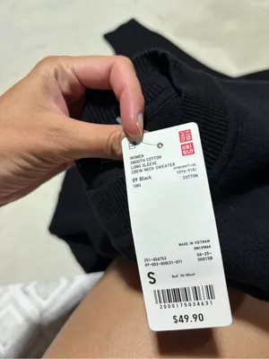Uniqlo NWT smooth cotton blend long sleeve Black Crewneck Sweater SMALL MSRP$50 thumbnail 8