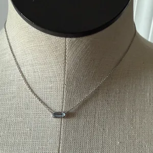 Kendra Scott Eva Dichroic Glass Pendant Rhodium over Brass Silver Necklace thumbnail 2