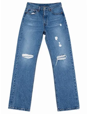Levi's Women's Premium Denim 501 Jeans 28x30 Distressed Button Fly thumbnail 1