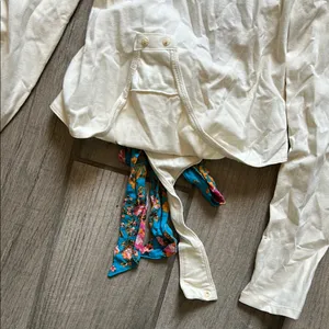 Free People Cream Bodysuit with Floral Accent thumbnail 2