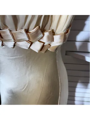Vintage 90s prom dress golden satin open back mermaid formal homecoming fairy S thumbnail 13