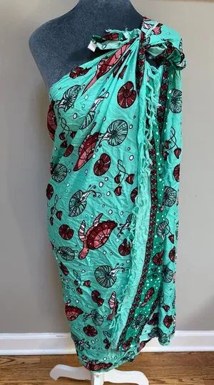 turquoise teal sarong pareo beach coverup turtle shell beach print towel blanket thumbnail 1