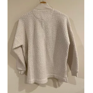 Aerie Fuzzy Fluffy Soft Pullover Warm Quarter Zip Sweater Cream Women's Small thumbnail 3