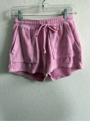Zara Terry Cloth Pink Crop Top and Shorts Lounge Sleep Set Size Small thumbnail 3