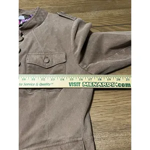 Twiggy London Tan Genuine Leather Button Down Coat Size XS Military Modern City‎ thumbnail 7
