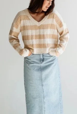 NEW CARLY JEAN LOS ANGELES CJLA Celeste Sweater Tan Cream Large thumbnail 1