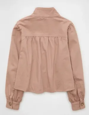 American Eagle Real Good Twill Swing Jacket Rose Pink Mock Neck Size Medium NWT thumbnail 5