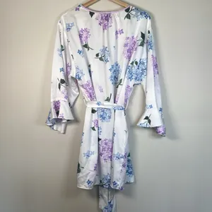 Kate‎ Spade White Floral Robe Women’s Size M Medium Bridal Wedding Casual Short thumbnail 6