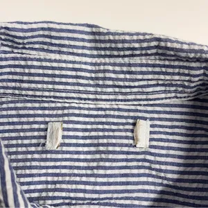 Granny‎ core button down top embroidered flowers collar blue white cotton blend thumbnail 12