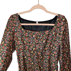SHEIN Floral Midi Dress Long Sleeve‎ Square Neck Cottagecore Large thumbnail 2