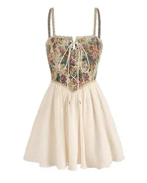 NWT CIDER Secret Garden Corset Mini Dress thumbnail 1