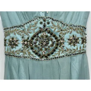 NWT Mandalay N Turquoise Silk Beaded Embellished Maxi Evening Gown Dress Size 6 thumbnail 4