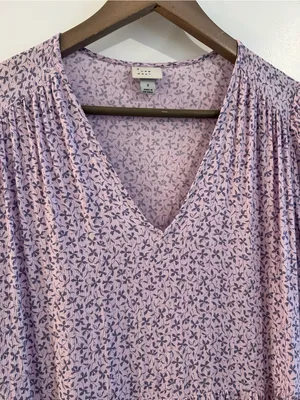 A New Day Lilac Floral Tiered Midi Dress Size S thumbnail 4