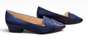 Cole Haan Womens Navy Leather Pointed Toe Crisscross Block Heel Flats W15158 thumbnail 1