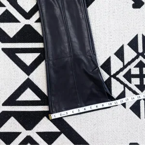 Abercrombie & Fitch Split Hem Vegan Leather Slim Flare Pant in Black Medium thumbnail 10