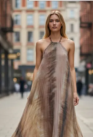 Nwot Zara Women Tie Dye Pleated Halter Dress Multicolored Sz Xs 3666/096 thumbnail 1
