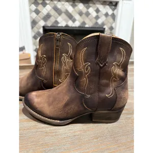 Circle G Tobacco Embroidered Western Ankle Booties Round Toe New 7 Boho‎ thumbnail 3