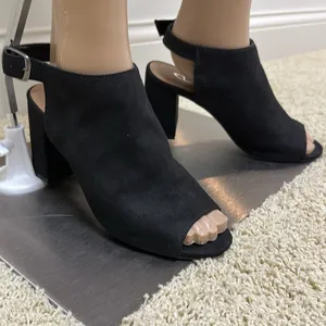 CL by Laundry Black Bestie Peep-Toe Open Heel Ankle Bootie Sandal Size 8 thumbnail 5