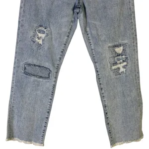 Point Sur J.Crew High-Rise Slim Boy Distressed Jeans Light Wash Size 26 Raw Hem thumbnail 4