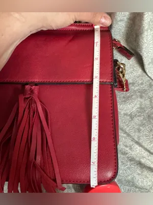 Red Leather Tassel Top-Handle Crossbody Bag thumbnail 6