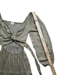Anthropologie Mable Twist Cutout Tiered Maxi Dress Medium Green Puff Sleeve thumbnail 12